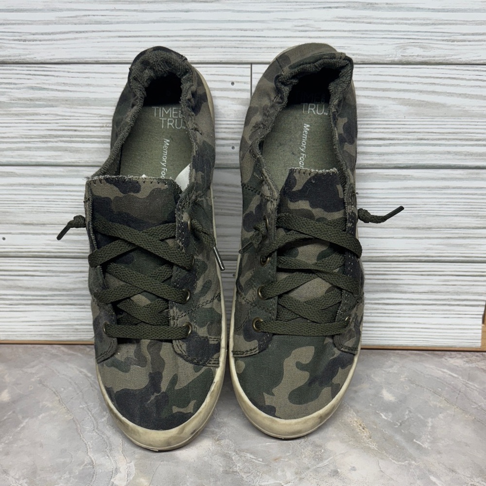 Time and true Green Camouflage slip on Sneakers